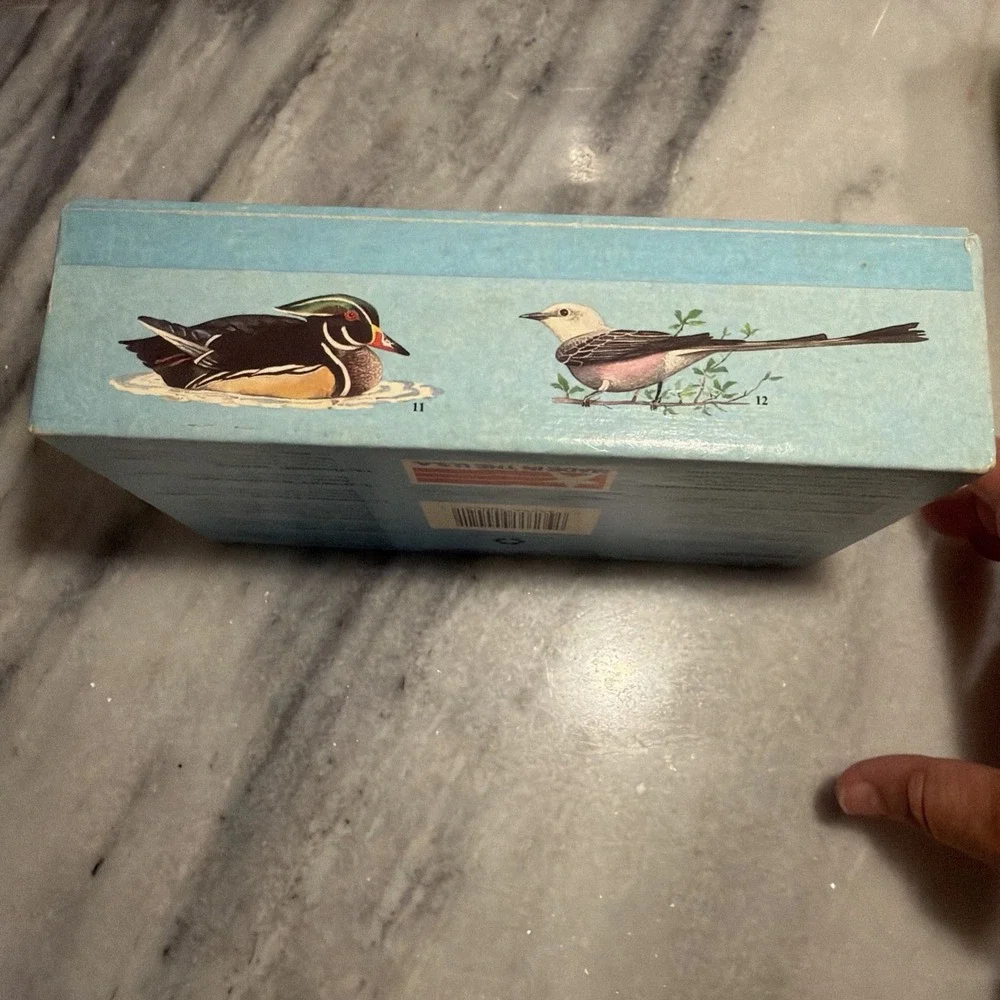 Vintage Educational Birds of North America Wildlife Pencil Box Blue Cardboard